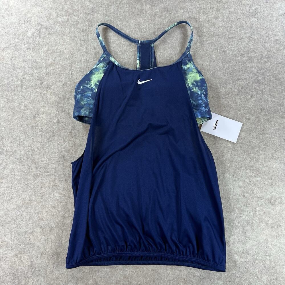 NWT Nike Swim Layered Tie Dye Tankini Top Midnight Navy Size M